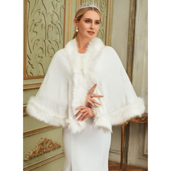 Cotton Faux Fur Wedding Shawl