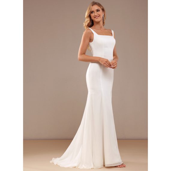 Trumpet/Mermaid Square Sweep Train Chiffon Lace Wedding Dress