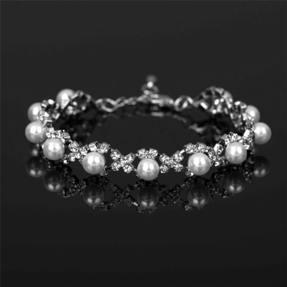 Bride Gifts - Non-personalized Beautiful Delicate Fascinating Alloy Pearl Rhinestones Bracelet