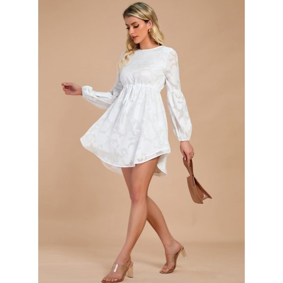 V-Neck Long Sleeves Elegant A-line Chiffon Mini Dresses