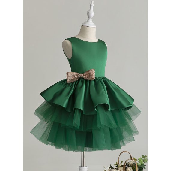 Ball-Gown/Princess Scoop Knee-Length Tulle Flower Girl Dress