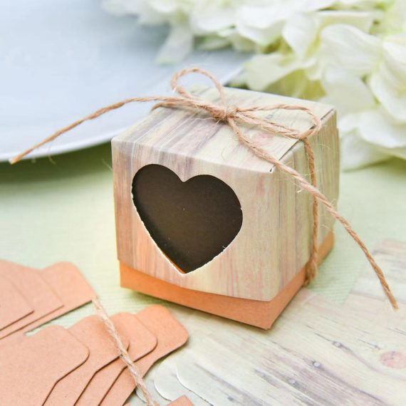 Cubic Kraft paper Favor Boxes With Linen Rope
