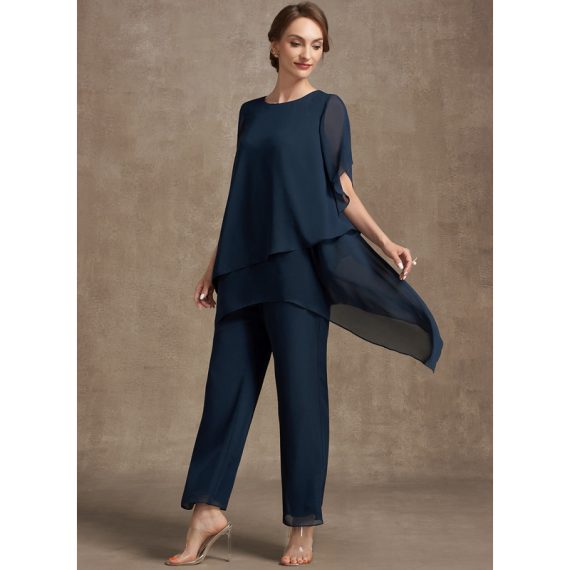 Jumpsuit/Pantsuit Separates Scoop Ankle-length Chiffon Mother of the Bride Dress
