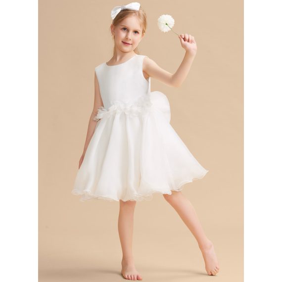 A-line Scoop Knee-Length Organza Flower Girl Dress