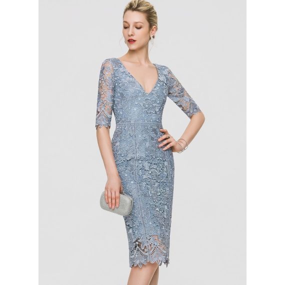 Bodycon V-neck Knee-Length Lace Cocktail Dress