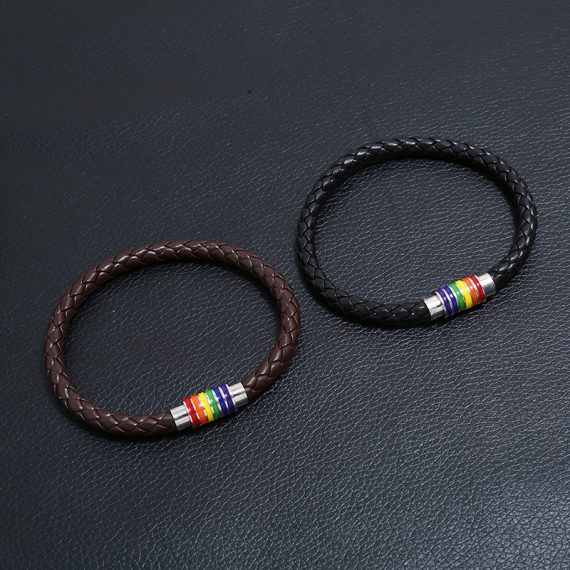 Groomsmen Gifts - Non-Personalized Modern Classic Mens Metal Leather Bracelet