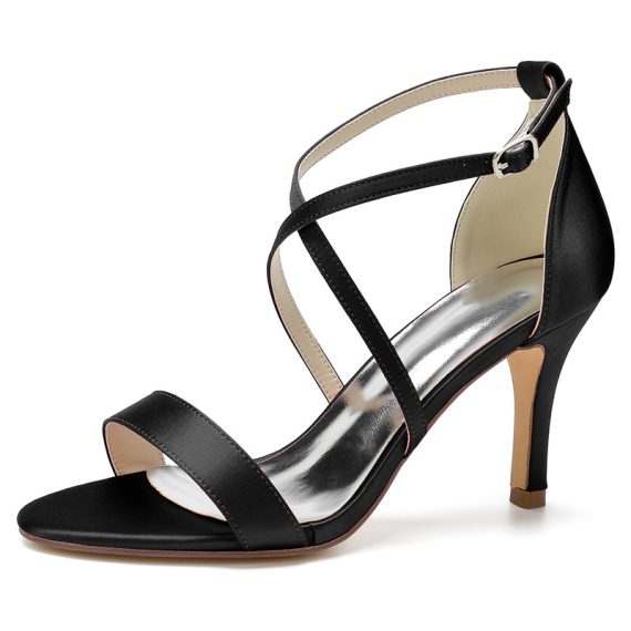Women's Satin Stiletto Heel High Heel open Toe With Adaptable Strap
