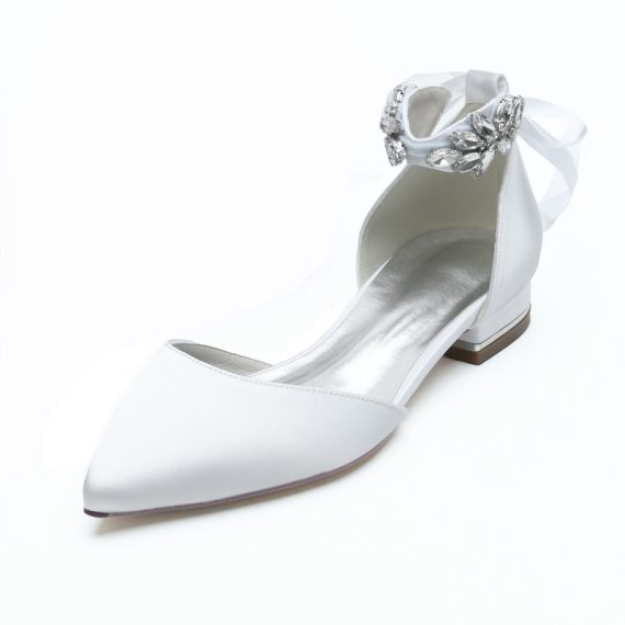 Women's Leatherette Flat Heel Closed Toe With Adaptable Strap Rhinestone
