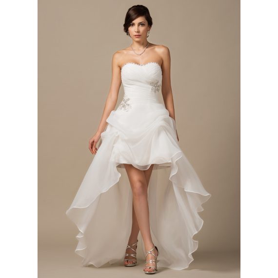 A-Line Sweetheart Asymmetrical Organza Wedding Dress With Ruffle Beading Sequins