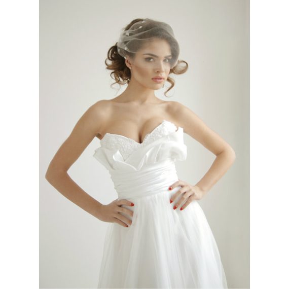 One-tier Cut Edge Birdcage Veils With Rhinestones