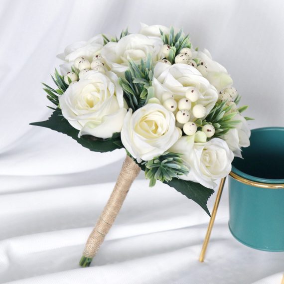 Round Silk Flower Bridal Bouquets -
