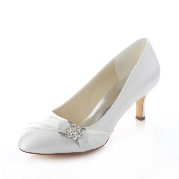 Women's Satin Stiletto Heel High Heel Closed Toe With Rhinestone