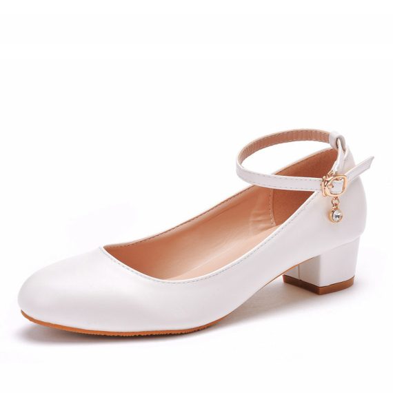 Women's Leatherette Low Heel Block Heel Closed Toe With ankle strap