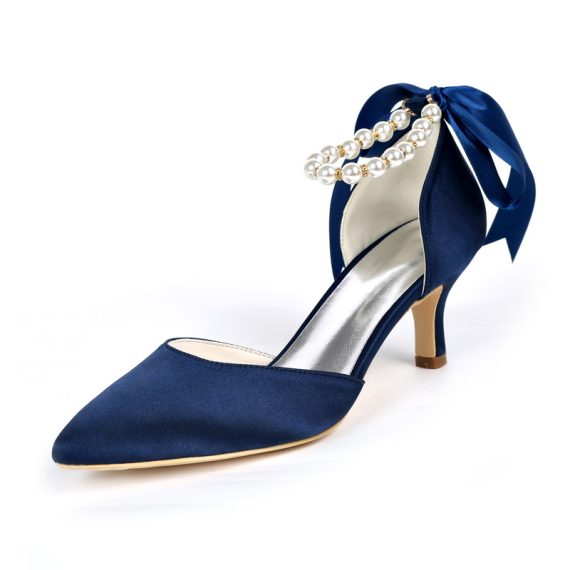 Women's Satin Stiletto Heel High Heel Closed Toe With Pearl & Imitation Pearl