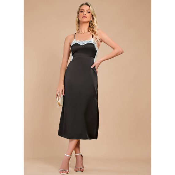 V-Neck Sleeveless Sexy Bodycon Satin Midi Dresses