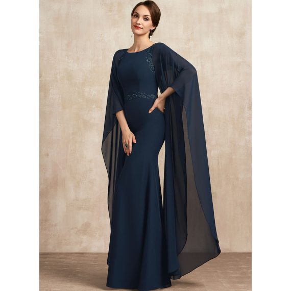 Sheath/Column Scoop Floor-length Chiffon Mother of the Bride Dress With Sequins