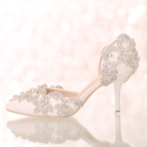 Women's Leatherette Stiletto Heel High Heel Closed Toe With Rhinestone