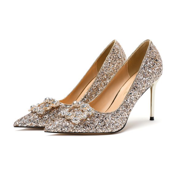 Women's Glitter Stiletto Heel High Heel Closed Toe With Bluckle
