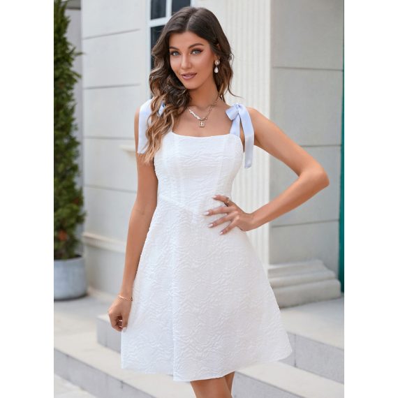 Square Neck Sleeveless Elegant A-line Polyester Mini Dresses