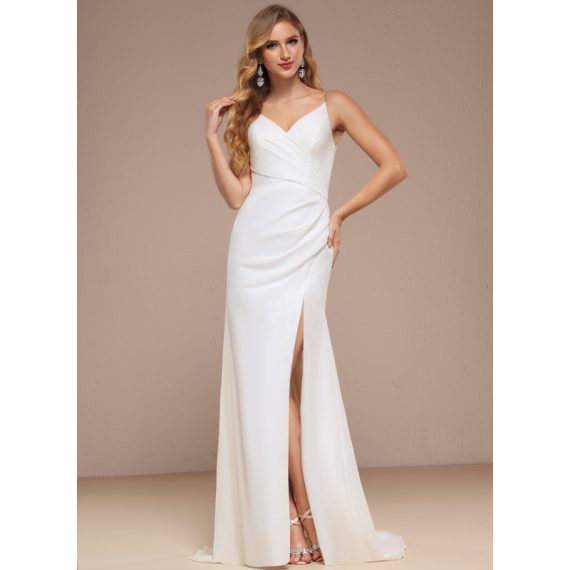 Trumpet/Mermaid V-neck Sweep Train Chiffon Wedding Dress With Beading Sequins