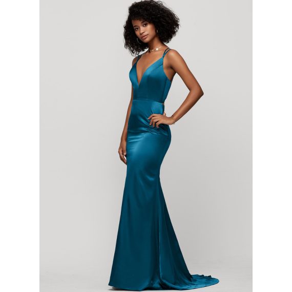 Trumpet/Mermaid V-neck Sweep Train Charmeuse Bridesmaid Dress