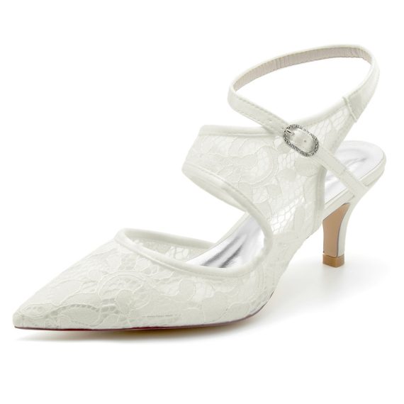 Women's Lace High Heel Closed Toe