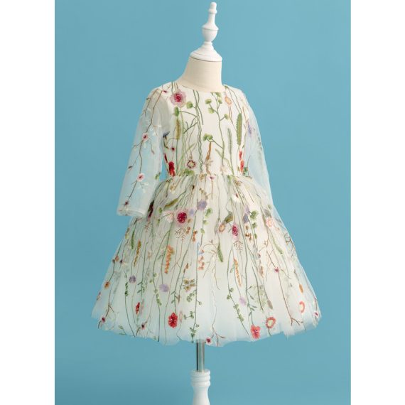 Ball-Gown/Princess Scoop Knee-Length Lace Flower Girl Dress