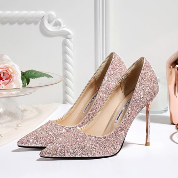 Women's Glitter Stiletto Heel Uitra Hight Heel Closed Toe