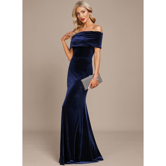 Sheath/Column Off-the-Shoulder Floor-Length Velvet Evening Dress