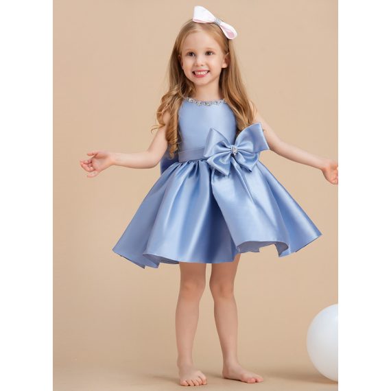 Ball-Gown/Princess Scoop Knee-Length Satin Flower Girl Dress