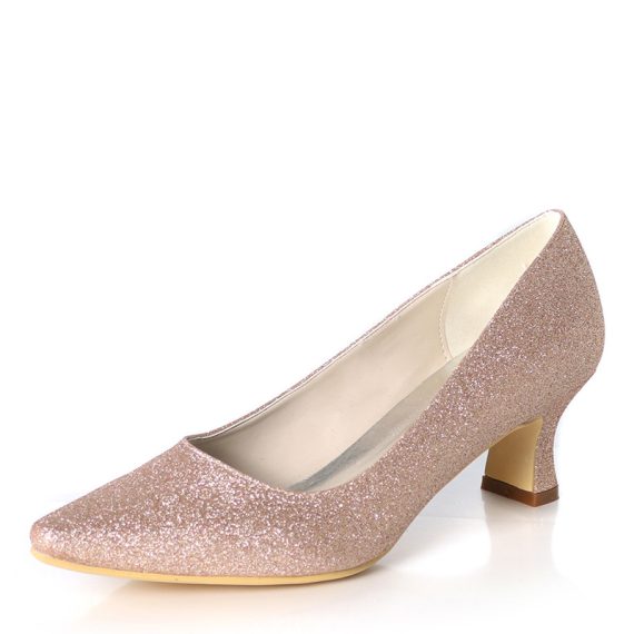 Women's Glitter High Heel Block Heel Closed Toe