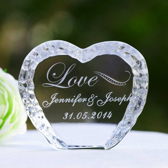 Personalized Heart-shaped Crystal Cake Topper