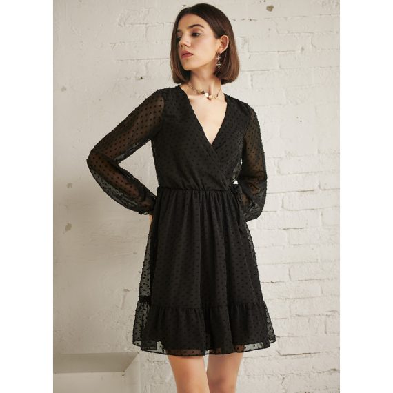 V-Neck Long Sleeves Casual A-line Chiffon Mini Dresses