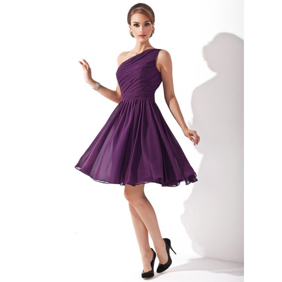Chiffon One-shoulder Knee-length Bridesmaid Dress