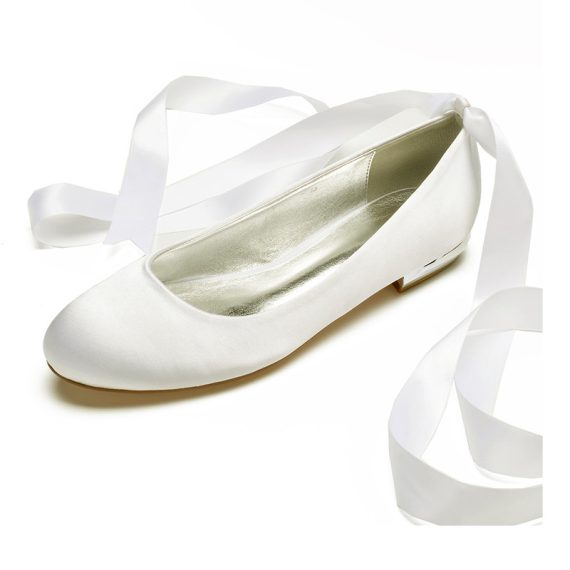 Women's Satin Flat Heel Closed Toe With Adaptable Strap