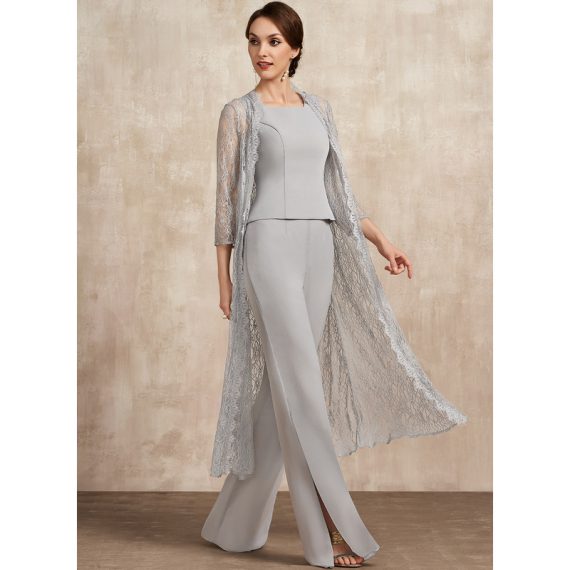 Jumpsuit/Pantsuit Square Floor-length Chiffon Mother of the Bride Dress