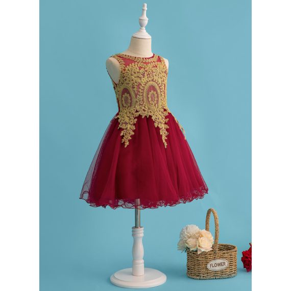 A-line Scoop Knee-Length Tulle Flower Girl Dress