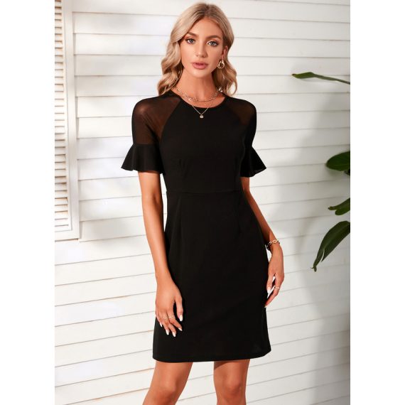 Round Neck Short Sleeves Sexy Bodycon Cotton Blends Mini Dresses