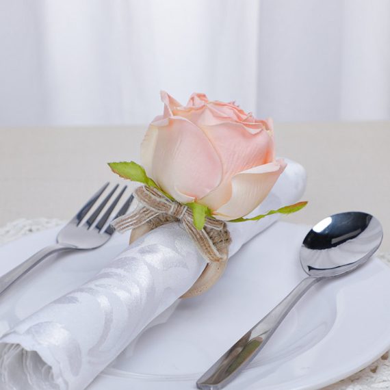 Flower Design Plastic/Linen Napkin Rings