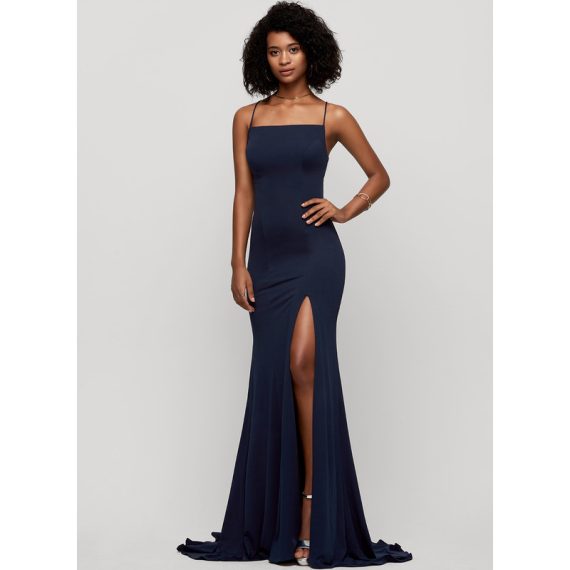Trumpet/Mermaid Square Sweep Train Jersey Prom Dresses
