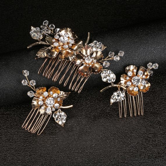 Combs & Barrettes/Headpiece With Rhinestone (Set of 3 pieces)