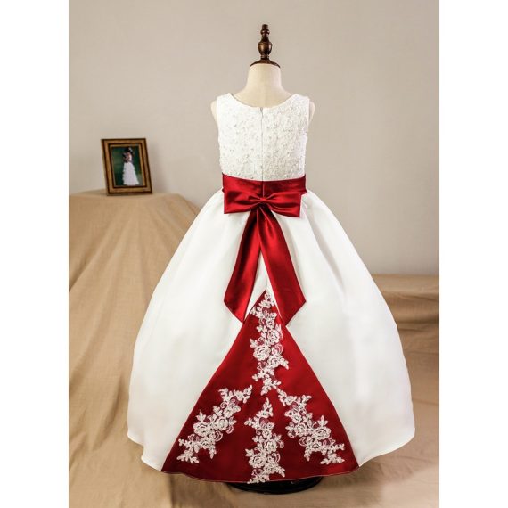 Ball-Gown/Princess Scoop Floor-Length Satin Flower Girl Dress