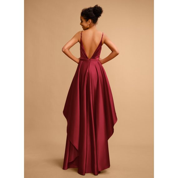 Ball-Gown/Princess V-neck Floor-Length Satin Prom Dresses
