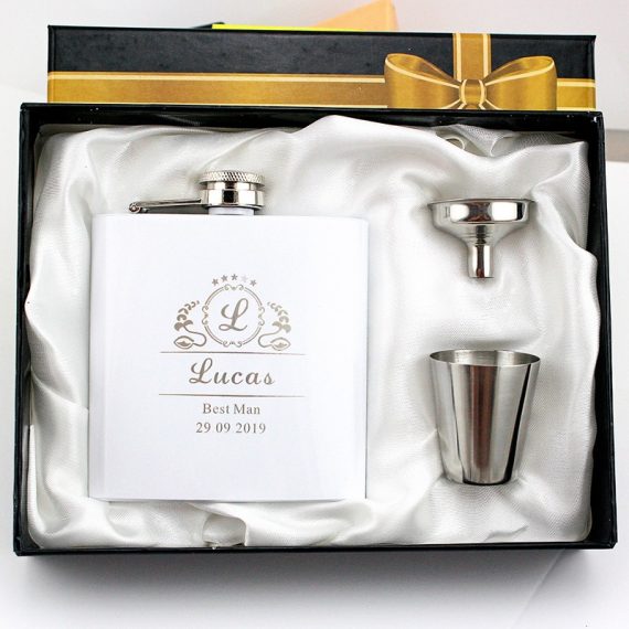 Groomsmen Gifts - Personalized Modern Stainless Steel Flask