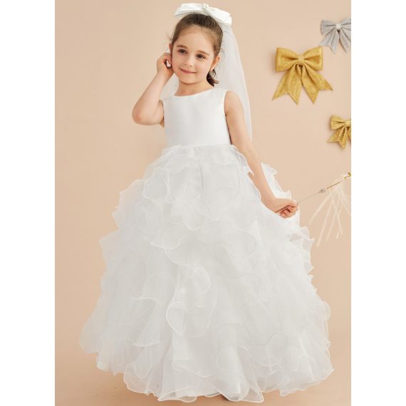 Ball-Gown/Princess Scoop Floor-Length Organza Flower Girl Dress