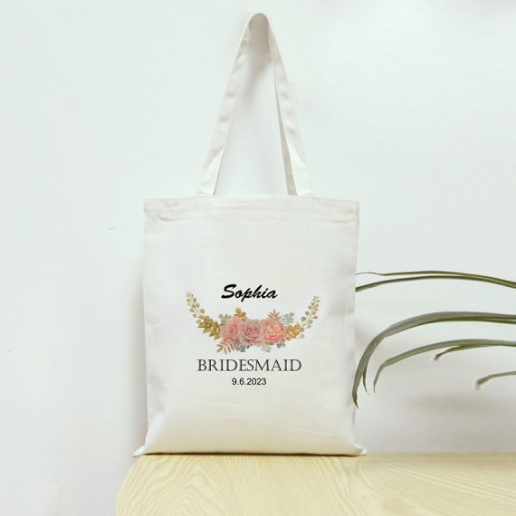 Bridesmaid Gifts - Personalized Canvas Style Cotton Tote Bag