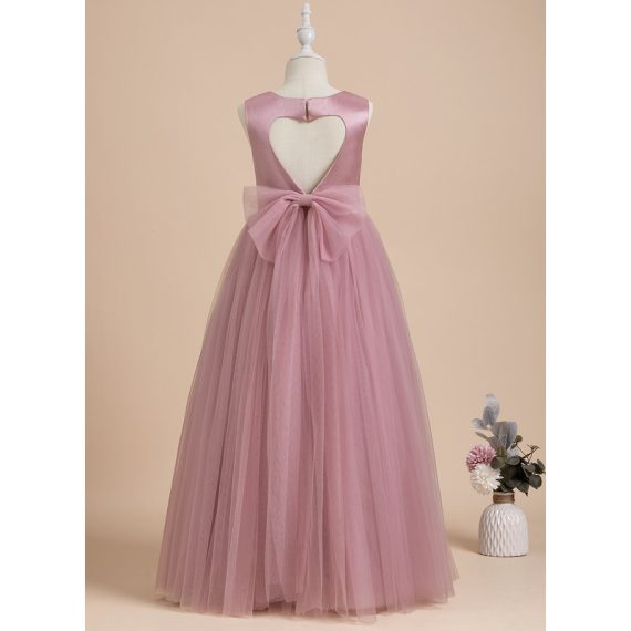Ball-Gown/Princess Scoop Floor-Length Tulle Flower Girl Dress