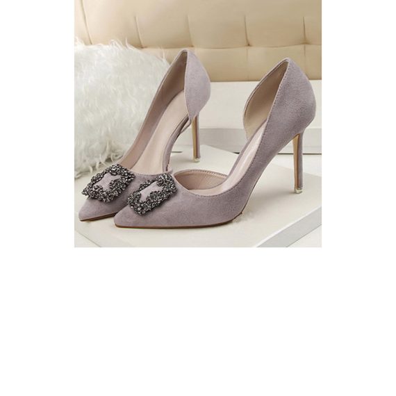 Women's Suede Stiletto Heel High Heel Closed Toe With Rhinestone