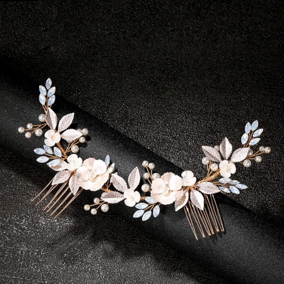 Combs & Barrettes/Headpiece With Pearl (Sold in single piece)