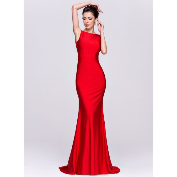 Trumpet/Mermaid Boat Neck Sweep Train Jersey Evening Dress